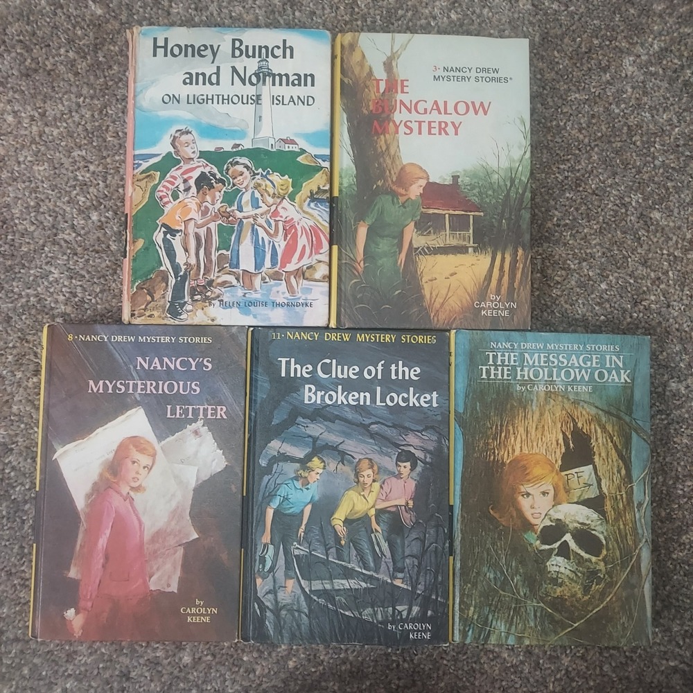 Nancy Drew Mystery Stories Lot 4 plus Honey Bunch and Norman Vintage Hardcover